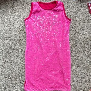 Amazon girls size 5-6 years form fitting Sparkling Pink Sequin Dress